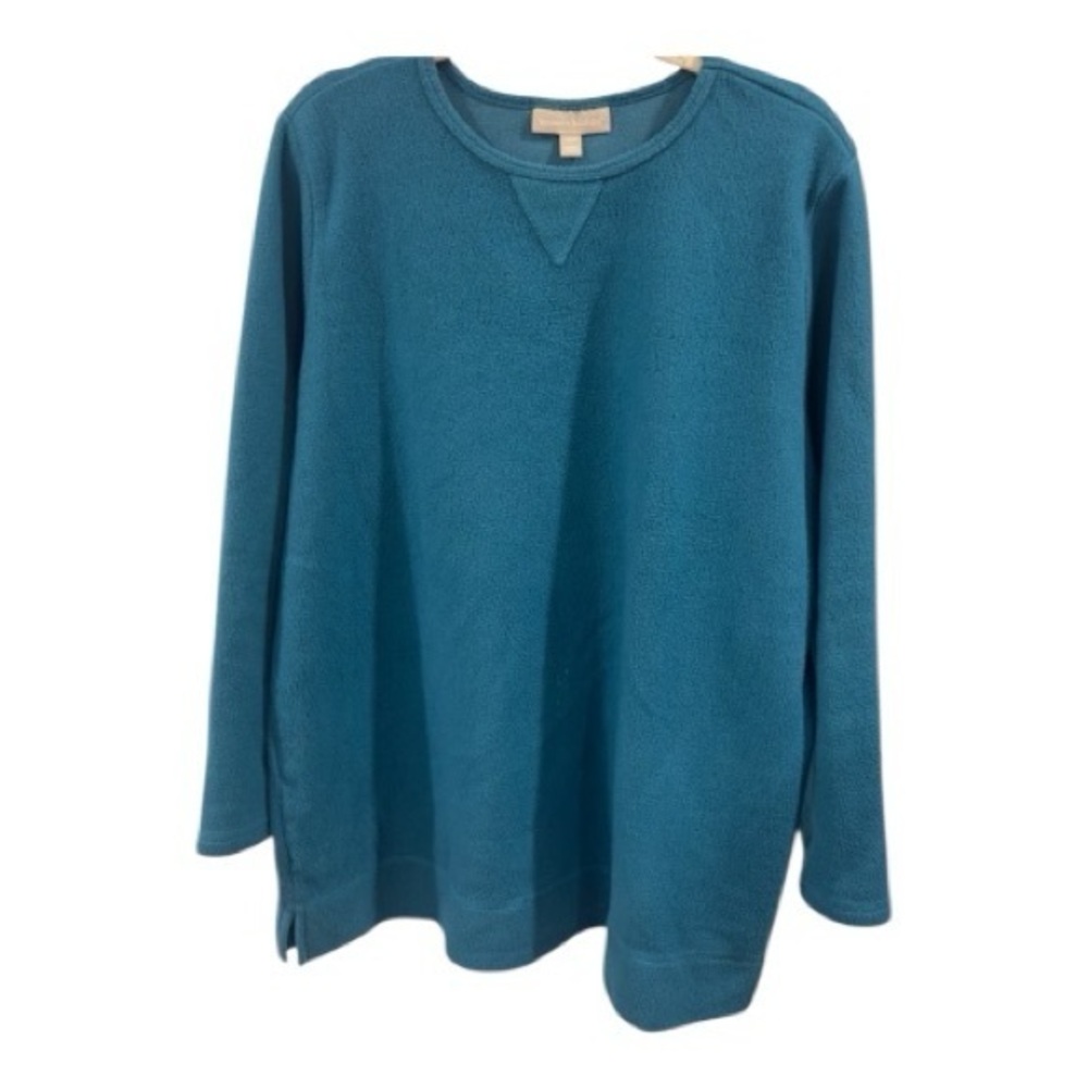 Woman Within Teal Blue Fleece Pullover Sweatshirt Plus Size L 18/20 37-2315-2
